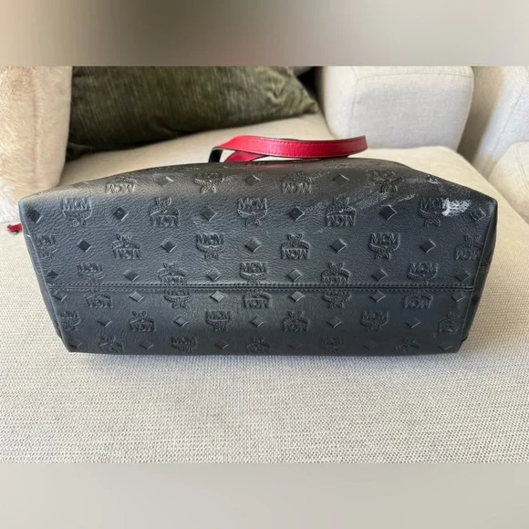 MCM Black and Red Embossed Tote - Picture 9 of 11